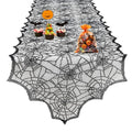 Halloween Lace Spider Web Table Runner 14x48 Inch for Festive Decor - Black
