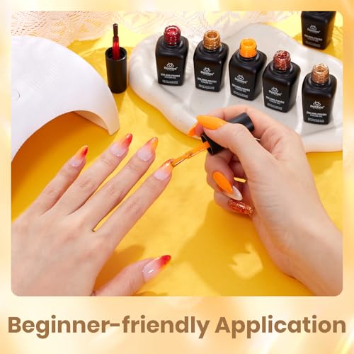 Beetles Fall Gel Polish Set - Mixed Finishes Golden Red Glitter Nail Polish