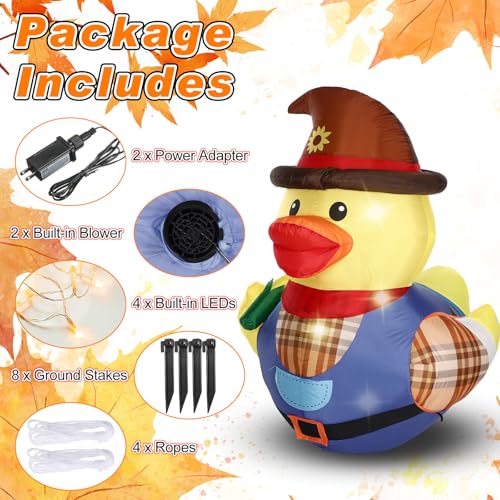 5ft Fall Inflatable Outdoor Thanksgiving Decor - Scarecrow Duck Variation