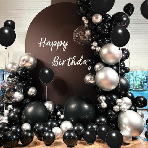Black Balloon Arch Kit - 134pcs Matte Latex Garland with Accessories