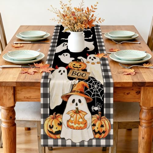 Halloween Table Runner 13x72 Inch Spooky Decor Black - Indoor Party