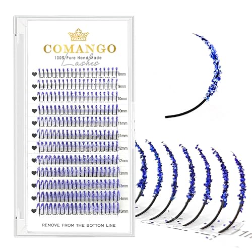 Glitter Lash Extensions Blue C-8-15mm Sparkle False Eyelashes Individual DIY 240pcs