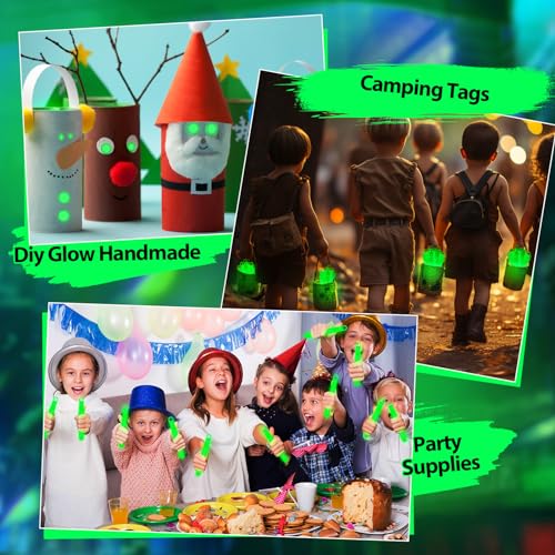 50 Green Glow Sticks Bulk with Lanyards - 4 Inch Light Up Party & Halloween Decor