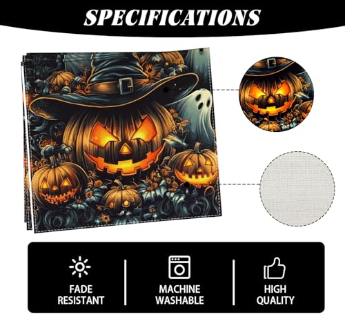 Ghost Pumpkin Halloween Table Runner 13x72 Inches for Autumn Decor - FARMNALL