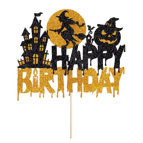Halloween Birthday Cake Topper - Happy Halloween Party Decoration - Variation 1