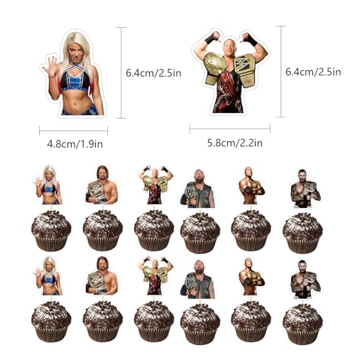 Black Wrestling Birthday Decorations Party Supplies Set with Banner, Cake & Cupcake Toppers, Balloons