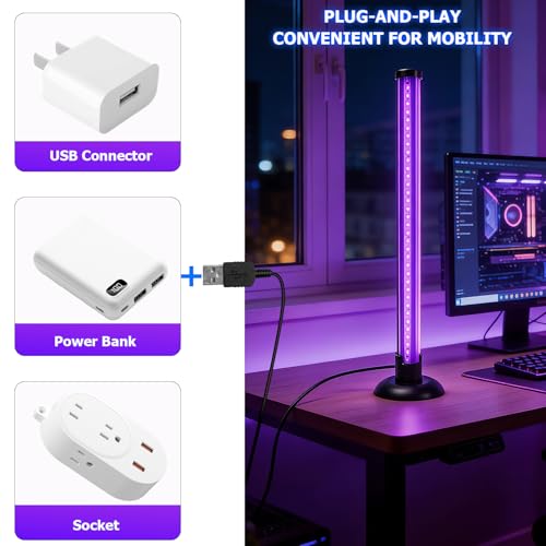 15W Desktop Black Light with Stand - 385–400nm UV LED for Party & Decoration
