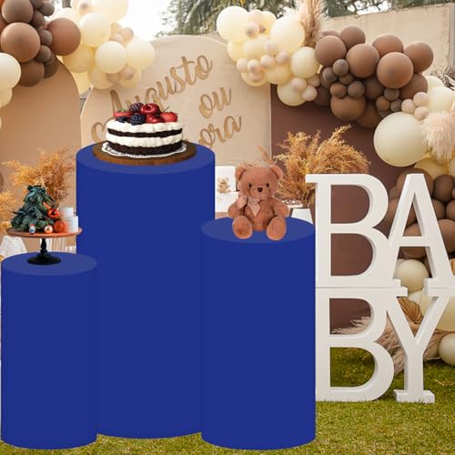Set of 3 Royal Blue Cylinder Covers - Elastic Fabric Pedestal Stand Protectors (Variation of THIS listing)
