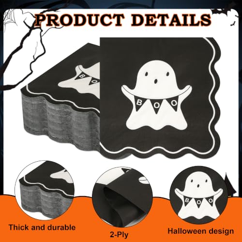 Halloween Ghost Boo Paper Napkins 6.5 Inch - Spooky Party Disposable Tableware