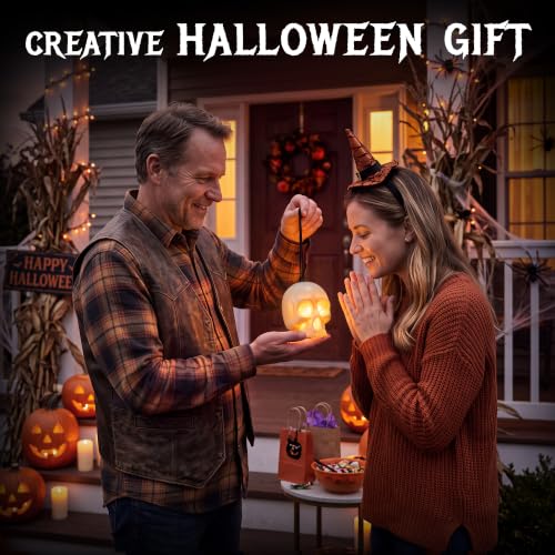 White Halloween Skull Light with Music & 5 Lighting Modes - 6 Pack