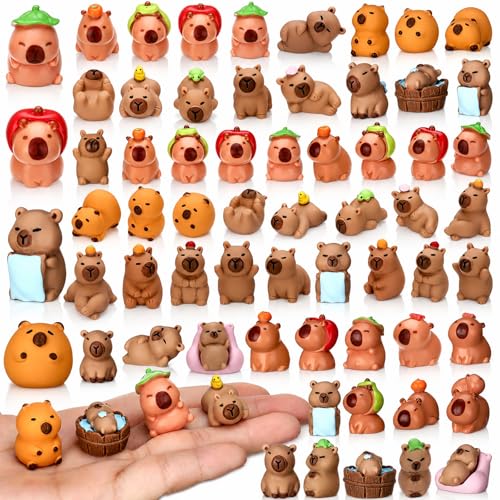 Mini Capybara Figurines Set - Resin Animal Decor for DIY Crafts, Cake Toppers & Fairy Gardens
