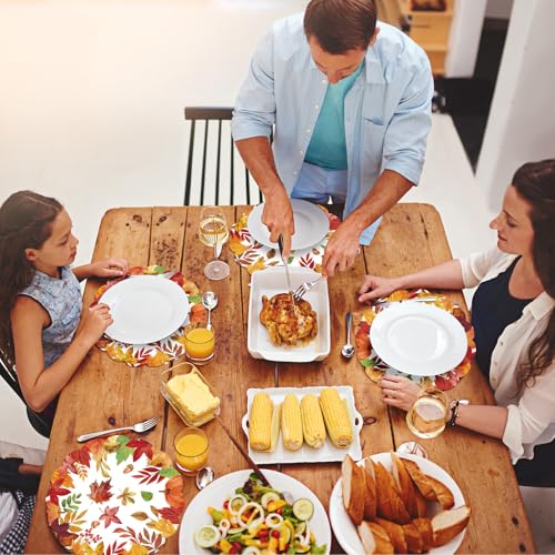 Redleaf 50Pcs Autumn Maple Leaf Round Paper Placemats - Thanksgiving Fall Table Mats