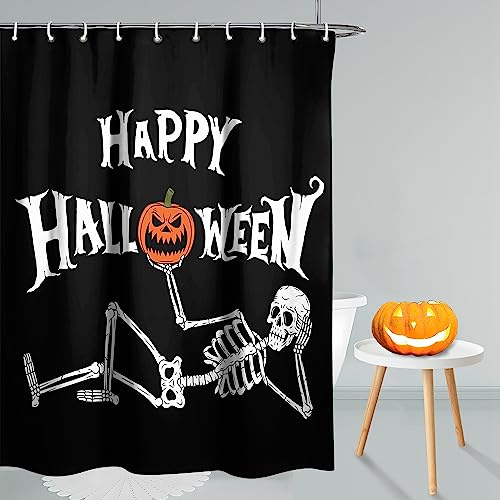 Halloween Skull Shower Curtain - 72x72 Inch Waterproof Fabric with Hooks - Variation 03
