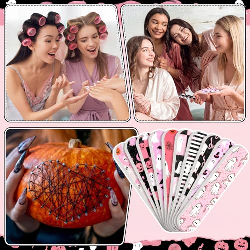 Halloween Mini Nail Files Set - Pink Boo Style, 50 Pcs for Women