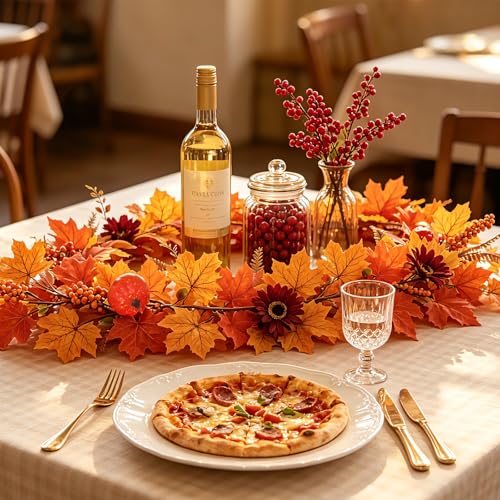 Yellow Pumpkin Fall Garland 2PCS for Autumn Thanksgiving Home Decor