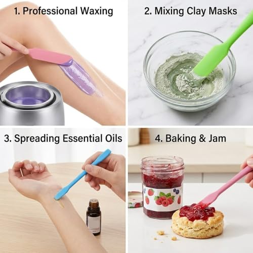 6PCS Non-Stick Wax Spatula Set - Silicone Applicators for Hair Removal & Body Use