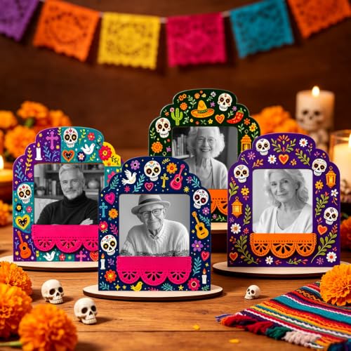12 Pack Day of the Dead Picture Frames for Altar Decor - Mexican Cultural Memorials