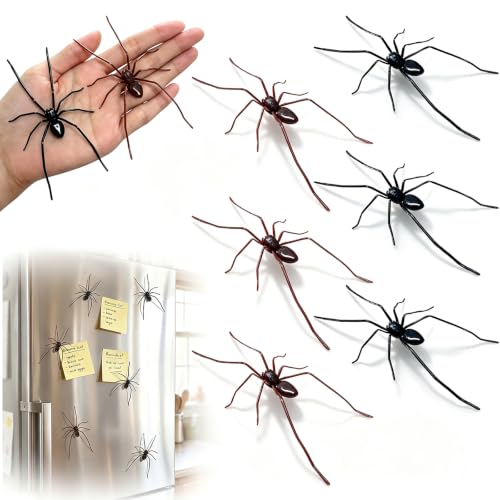 3D Realistic Magnetic Spider Set - Fridge Decor & Prank Props - 6 Pcs