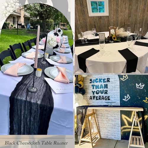 Black Cheesecloth Table Runner 17x108 Inch - Rustic Wedding Party Decor - Variation of THIS listing