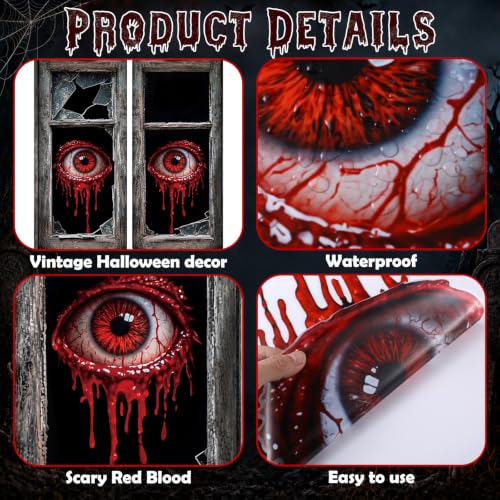 Halloween Blood Eye Window Clings - Spooky Web Design for Party Decor