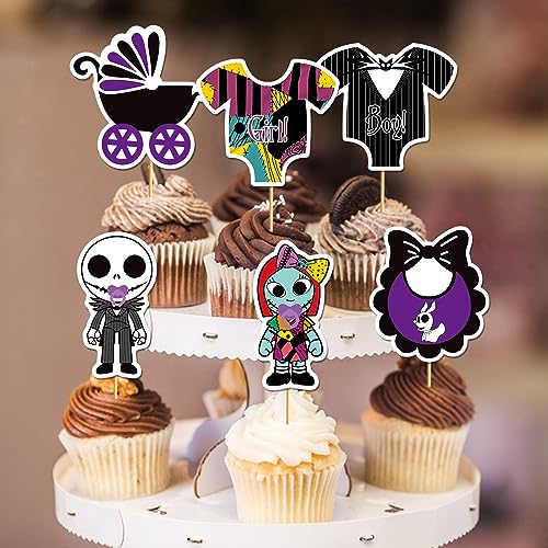 24PCS Halloween Night Before Christmas Cupcake Toppers Cake Decorations