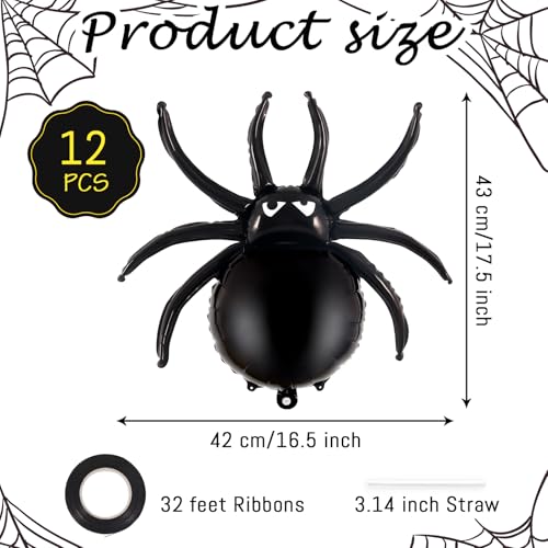 Halloween Spider Balloons - 17 Inch Foil Decorations for Haunted House & Party