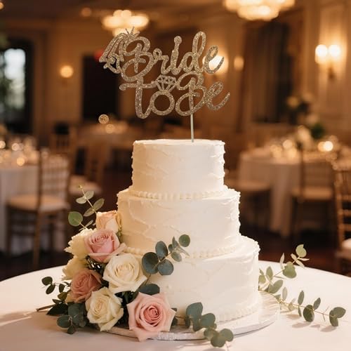 Orange Glitter Bride To Be Cake Topper - Bridal Shower & Bachelorette Decor