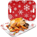 Snowflake Winter Serving Trays Set of 2 - Large Rectangular Melamine Platters with Handles for Holiday Food & Dessert