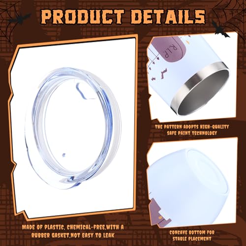 Halloween Stainless Steel Wine Tumbler Set - 4 Pack Insulated 12oz with Lids & Straws