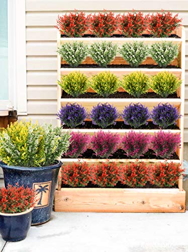 Artificial Lavender Flowers Plants - 8 Bundles UV Resistant Faux Garden Decor