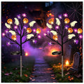 Solar Halloween Pathway Lights 2-Pack Ghosts Bats Spiders Pumpkins Outdoor Decor with 8 Modes