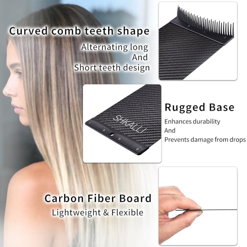 Carbon Fiber Hair Coloring Board with Comb Teeth - Slim Glossy Black Salon Highlighting Tool - S_130345