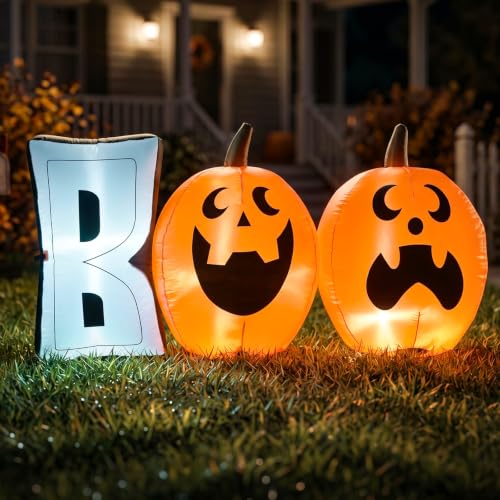 Halloween 6ft Pumpkin Inflatable Decoration - Boo Pumpkin Variation