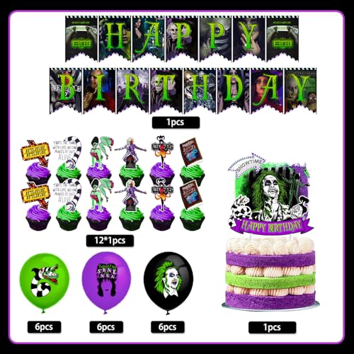Halloween Birthday Decorations Set with Horror Beetleju Characters - 32 Pieces