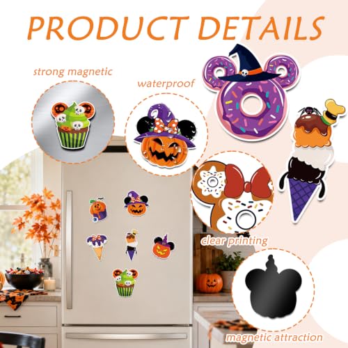 Halloween Refrigerator Magnets 16-Piece Candy Dessert Decor Set for Kitchen & Cabin