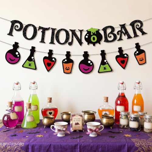 Halloween Party Decorations Potion Bar Glitter Banner - Spooky Halloween Decor