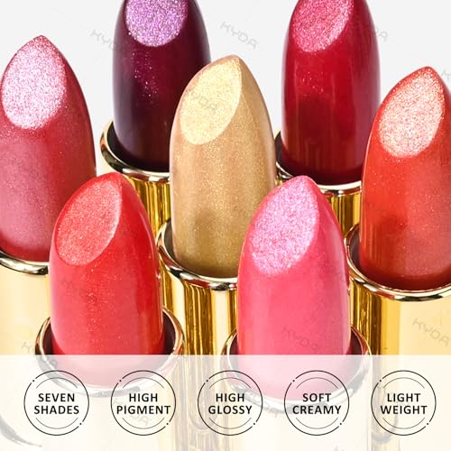 KYDA Mulberry Purple Shimmer Lipstick - Metallic Glitter Lip Color for Women