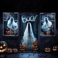 Halloween Ghost Window Door Cover Set - Spooky Decorations for Indoor Outdoor - Variation: Ghost