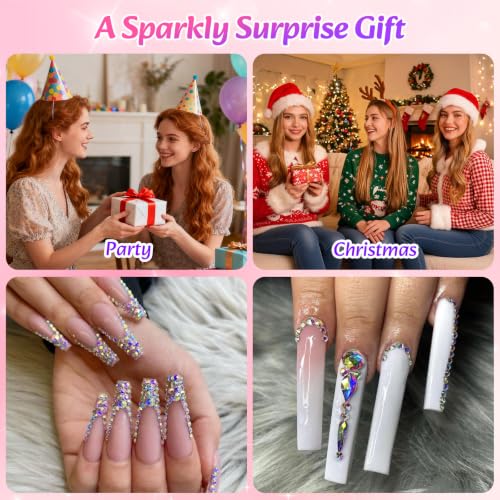 12 Styles Rhinestones Nail Gems Set with AB Crystals & Tools - DIY Nail Art
