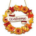 Fall Welcome Door Sign - Fall Wreath Pumpkin Thanksgiving Front Door Sign - FallWelcome
