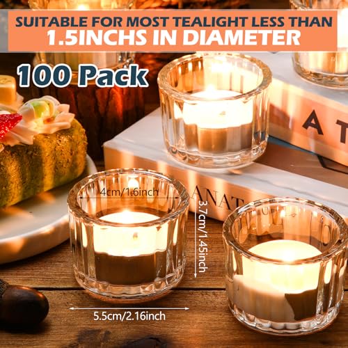Clear Glass Ribbed Tealight Candle Holders Set of 100 - Durable Votive Decor
