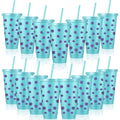 Purple Monster Party Cups with Lids & Straws - 15 Pack, 24oz