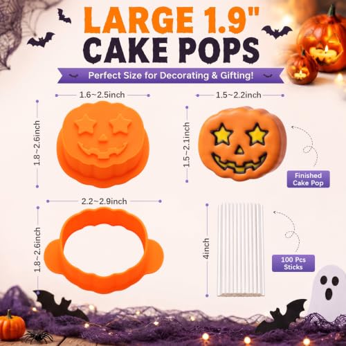 Halloween Cake Pop Mold Set with 100 Sticks - Spooky Shapes for DIY Desserts