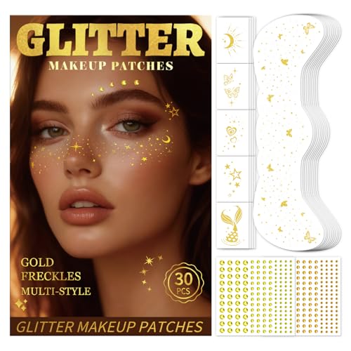 Multi-Style Gold Glitter Freckles & Face Gems Set - 30PCS for Festivals and Parties (Variation of THIS listing)