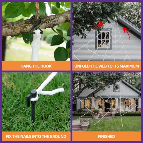 Halloween Spider Web with 59-Inch Giant Spider Indoor Outdoor Decor Set