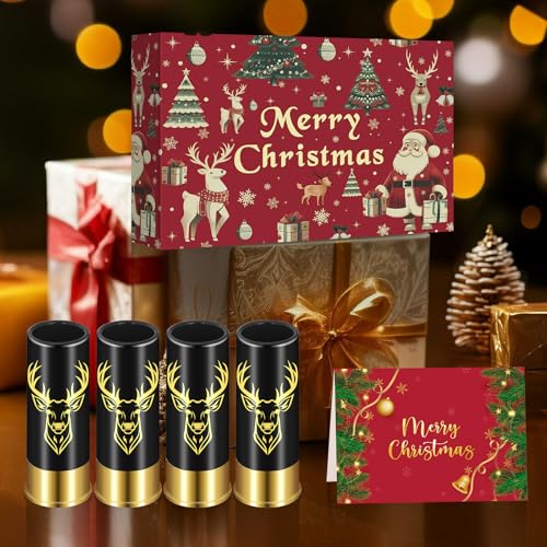 Black Deer Head Shot Glass Set of 4 with Christmas Gift Box - Rustic Wildlife Liquor Cups