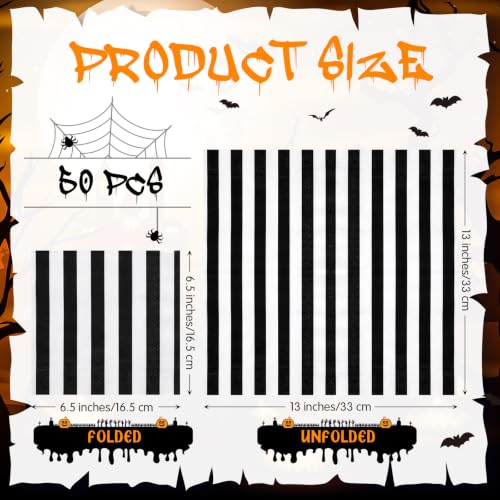 Halloween Paper Napkins Gothic Striped Pack of 50 - Party Tableware