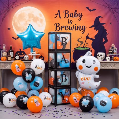 Halloween Baby Shower Decoration Set with Balloons & Ghost Foil Balloon - Blue / Ghost