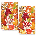 Fall Maple Leaf Kitchen Dish Towels 18x28 Inch Watercolor Decorative Hand Towels - 2 Pack