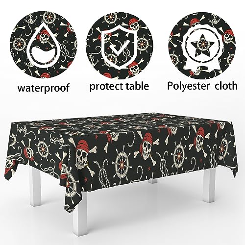 Pirate Skull Tablecloth 53x98 Inches for Pirate Theme Party Halloween Decorations